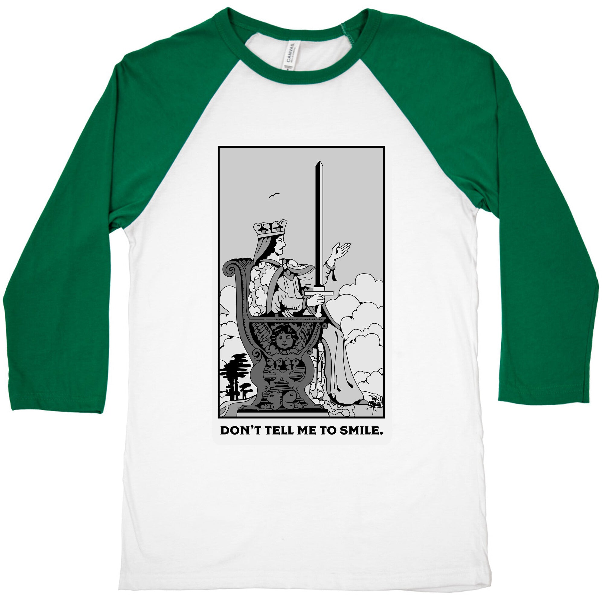Don't Tell Me To Smile (Queen Of Swords Tarot) Baseball Tee